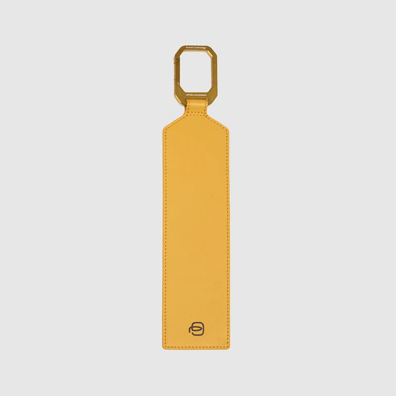 Address tag in pelle con moschettone in alluminio