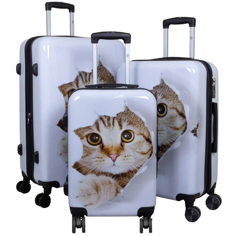 Motivkofferset 3tlg 'Katze' weiß