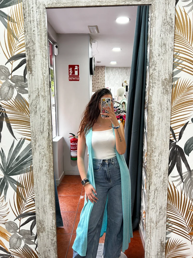 Chaleco largo azul