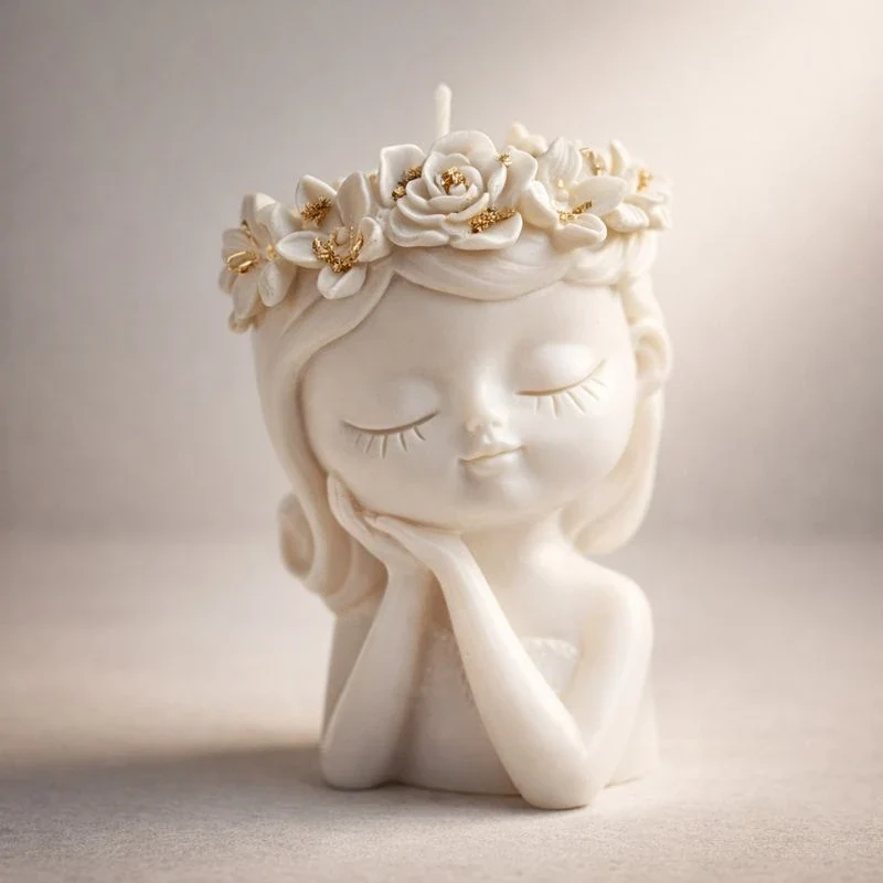 Maceta / Florero niña floral soñadora (Molde de silicona)