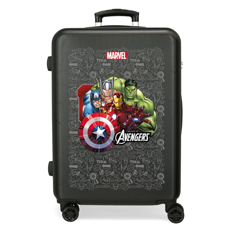 TROLLEY ABS 65CM.4R. TEAM AVANGERS NEGRO C.101