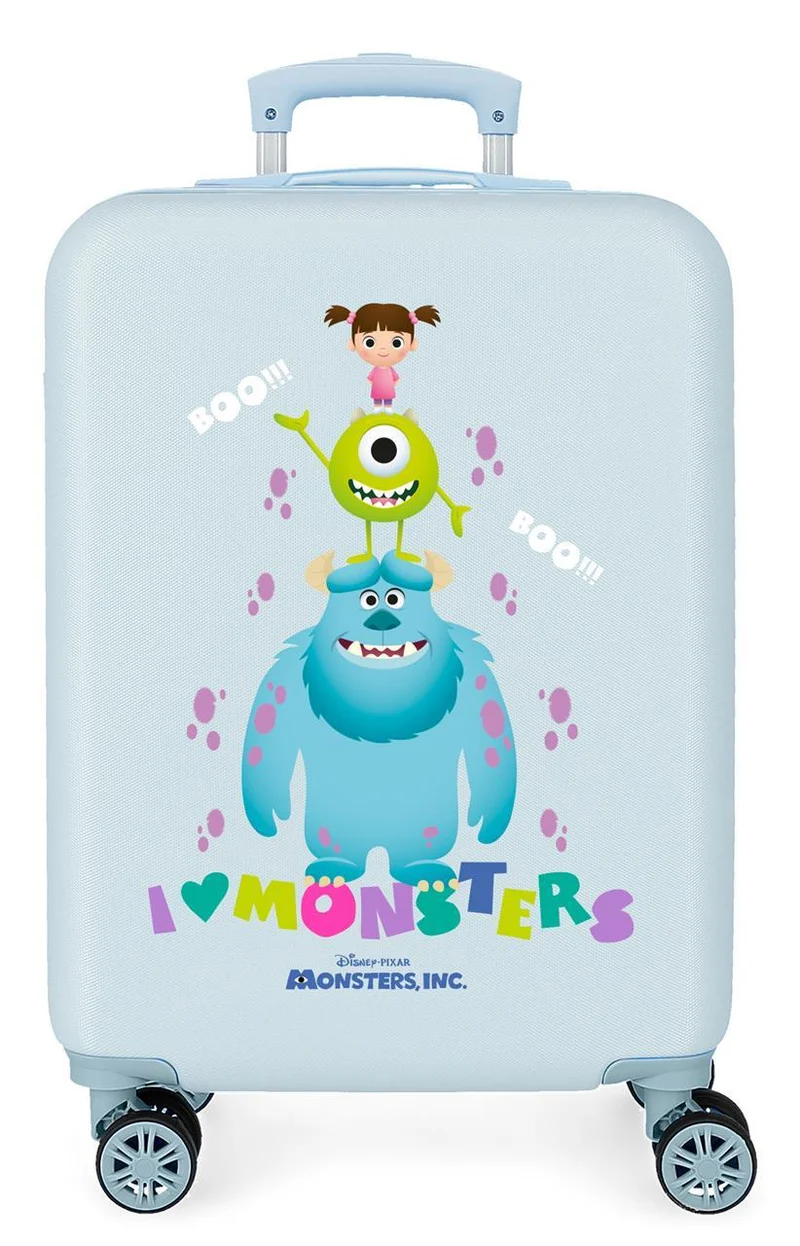 2451763 TROLLEY ABS 55CM. 4R. MONSTERS BOO! AZUL CLARO