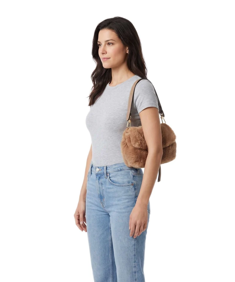 Abro Eco Fur Temi Small Bolso de hombro cappuccino