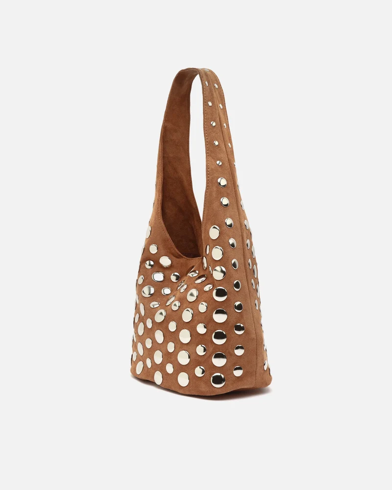 Tudi bolso de hombro pequeño efecto ante con tachas ED.