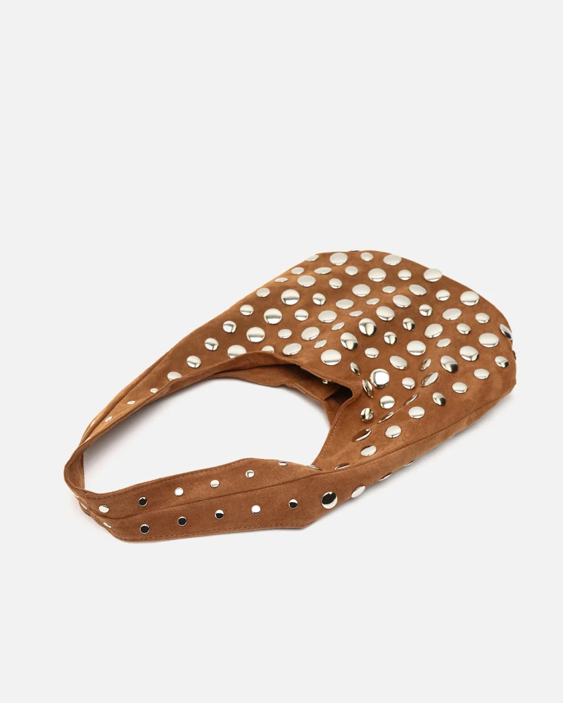 Tudi bolso de hombro pequeño efecto ante con tachas ED.