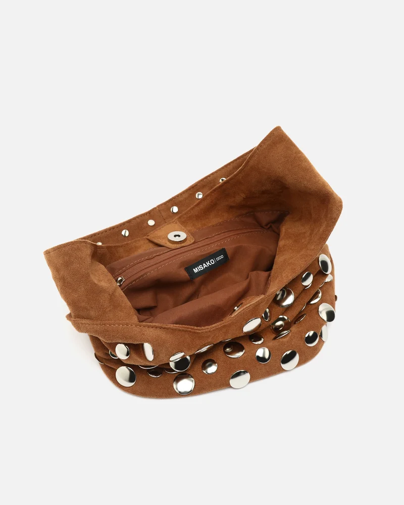Tudi bolso de hombro pequeño efecto ante con tachas ED.