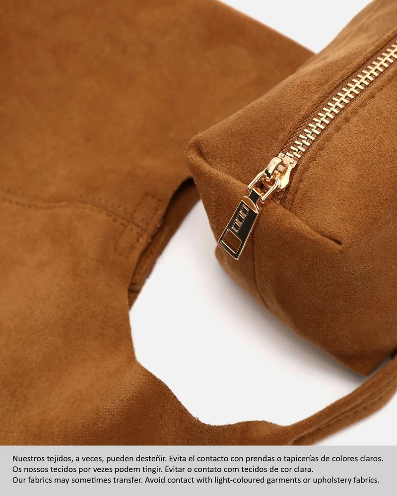 Pologito-1 bolso hobo de mano mini efecto ante con neceser