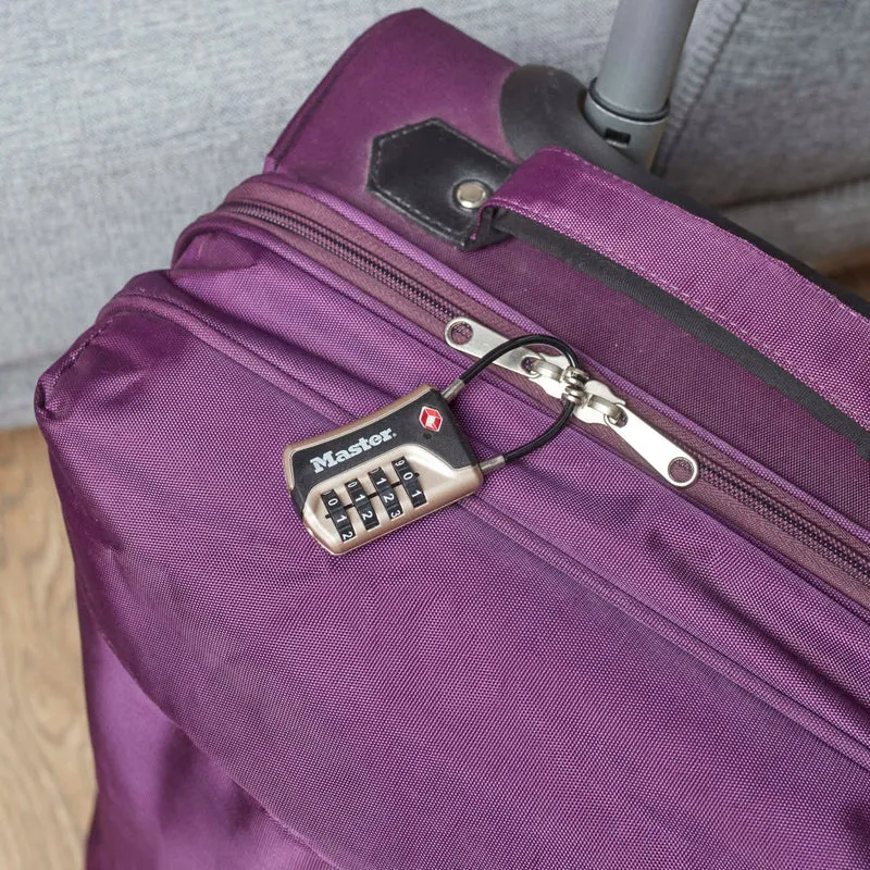 36mm wide set your own combinationTSA Approved luggage padlock with flexible shackle; nickel