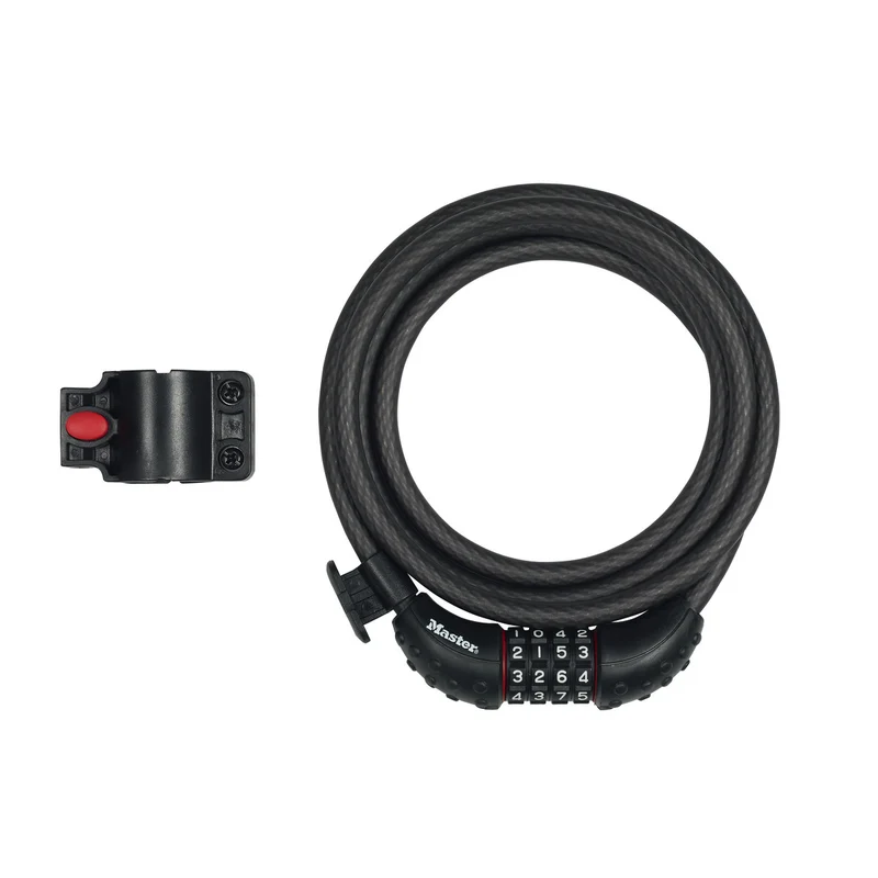 1,8m long x 10mm diameter set your own combination cable lock; black