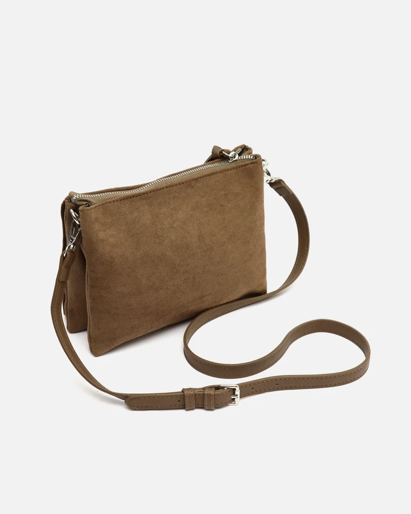 Visal bolso bandolera pequeño efecto ante con flecos