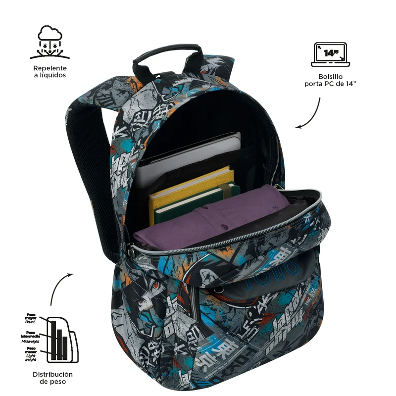 TOTTO Mochila escolar adaptable a carro Okubo 7YL - Acuareles