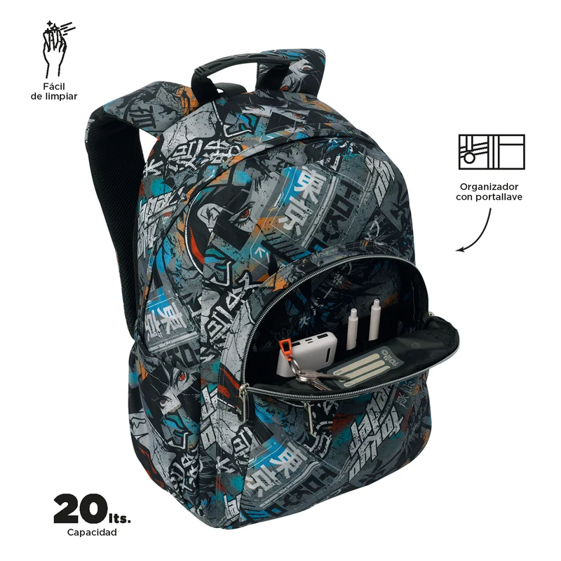 TOTTO Mochila escolar adaptable a carro Okubo 7YL - Acuareles