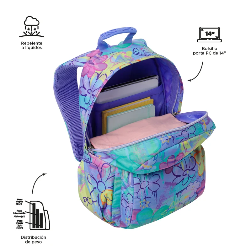 TOTTO Mochila escolar adaptable a carro Grafily 5Q8- Acuareles