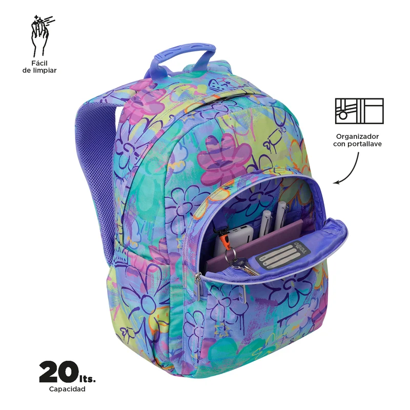 TOTTO Mochila escolar adaptable a carro Grafily 5Q8- Acuareles