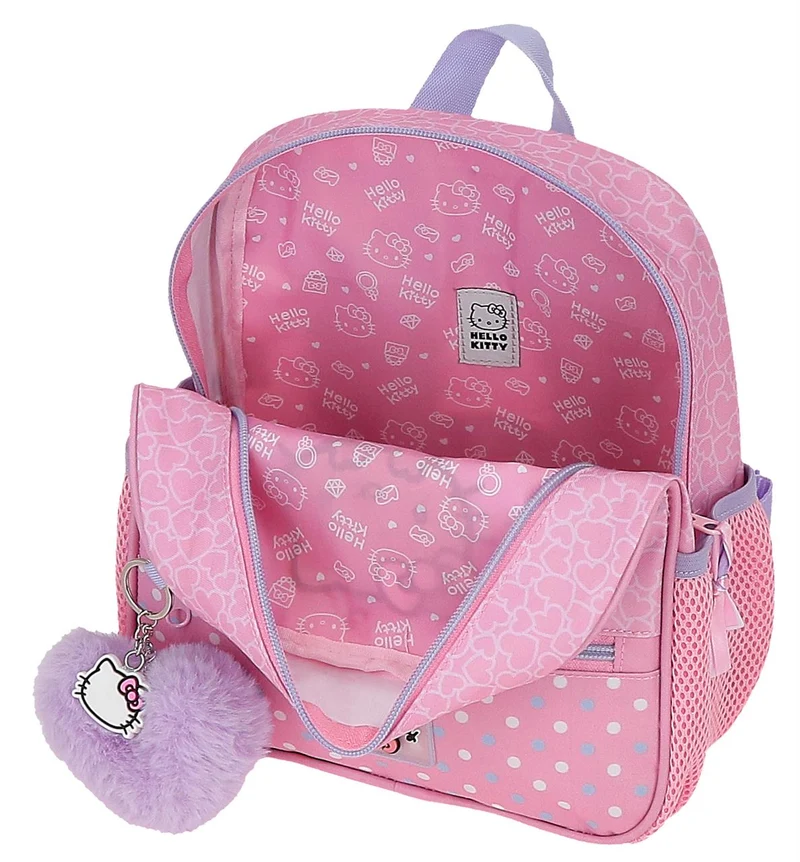 20321T1 MOCHILA ADAP. 25CM. C/CARRO. HELLO KITTY HEARTS & DO