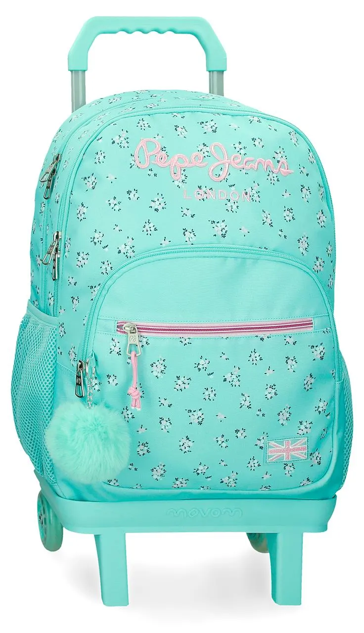 60425V2 MOCHILA ADAP. 44CM 2C. C/CARRO. PJL NORA TURQUESA