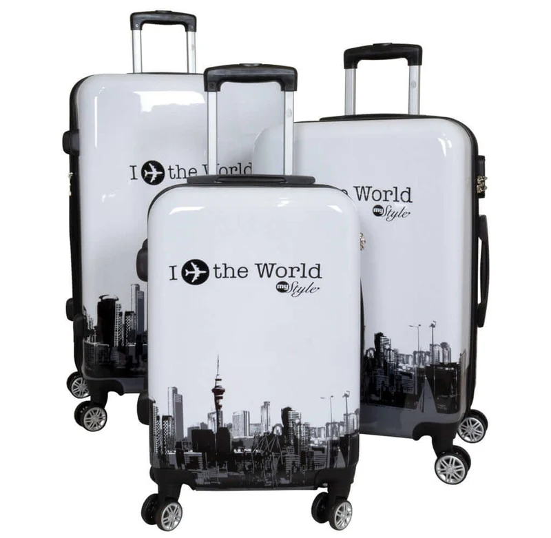Motivkofferset 3tlg 'Fly the World' weiß