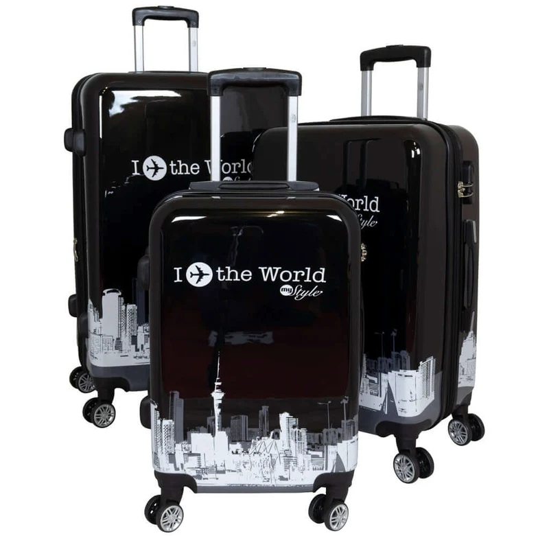 Motivkofferset 3tlg 'Fly the World' schwarz