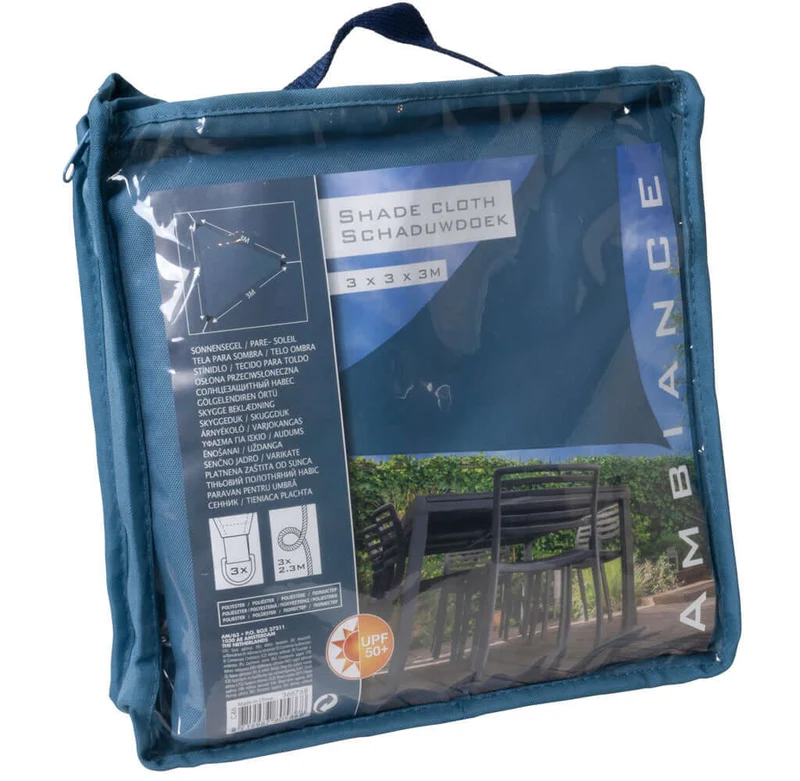 Dreieck-Sonnensegel 3x3x3m, Farbe stahlblau, VE-8