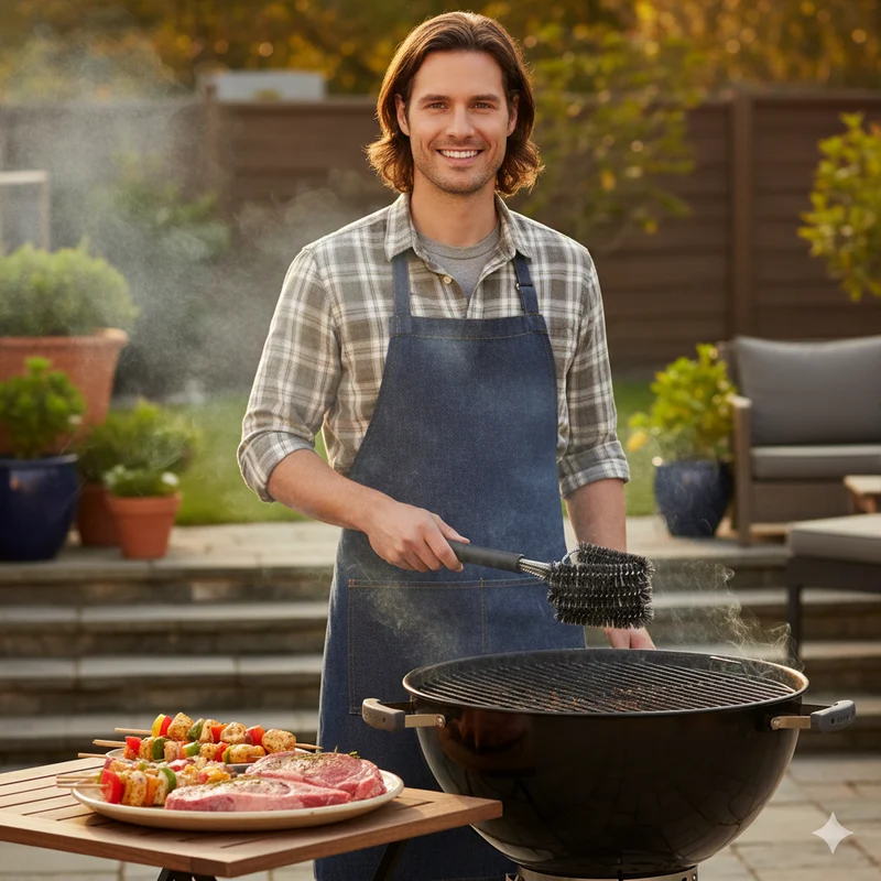 Grillbürste mit 3 Doppelbürsten, VE-24(12)