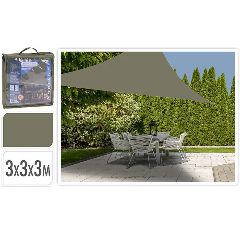 Dreieck-Sonnensegel 3x3x3m, Farbe olivgrün, VE-8