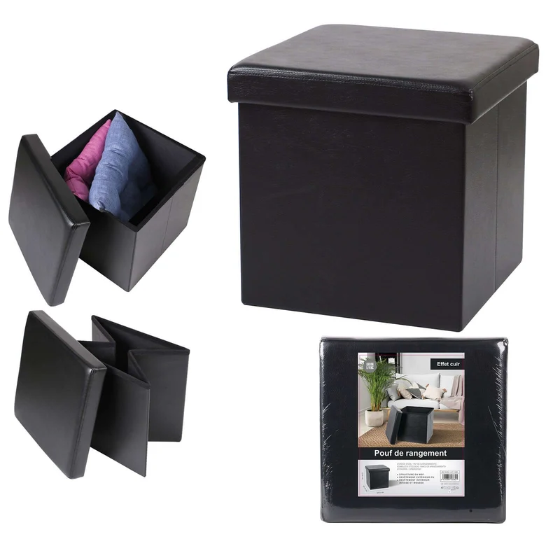 Faltbare Sitzbox Würfel, Farbe schwarz, VE-4