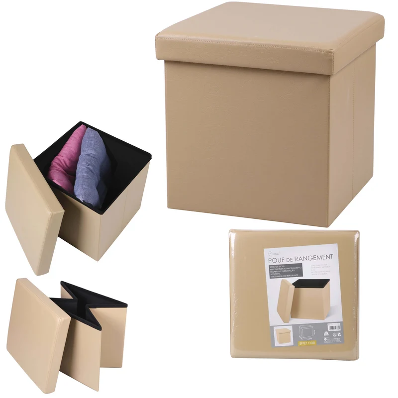 Faltbare Sitzbox Würfel, Farbe beige, VE-4