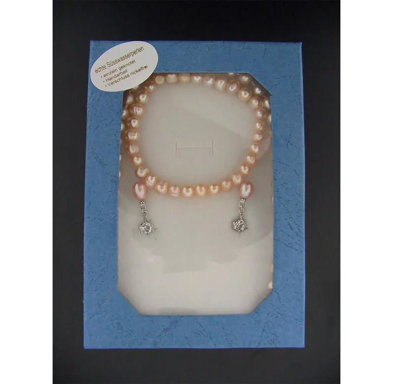 Schmuckset 4tlg Süßwasser-Zuchtperlen rose, VE-12