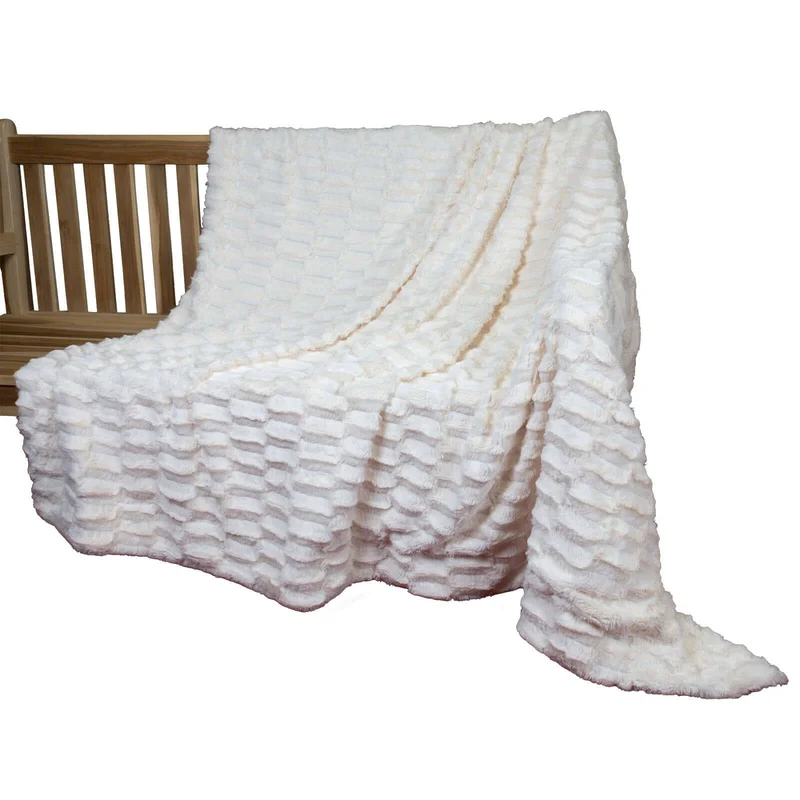 Wohndecke Kanin mit Flanell creme 150x200cm, VE-8