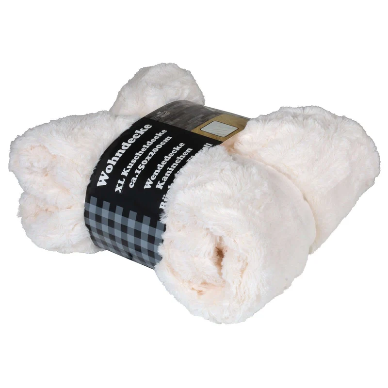 Wohndecke Kanin mit Flanell creme 150x200cm, VE-8