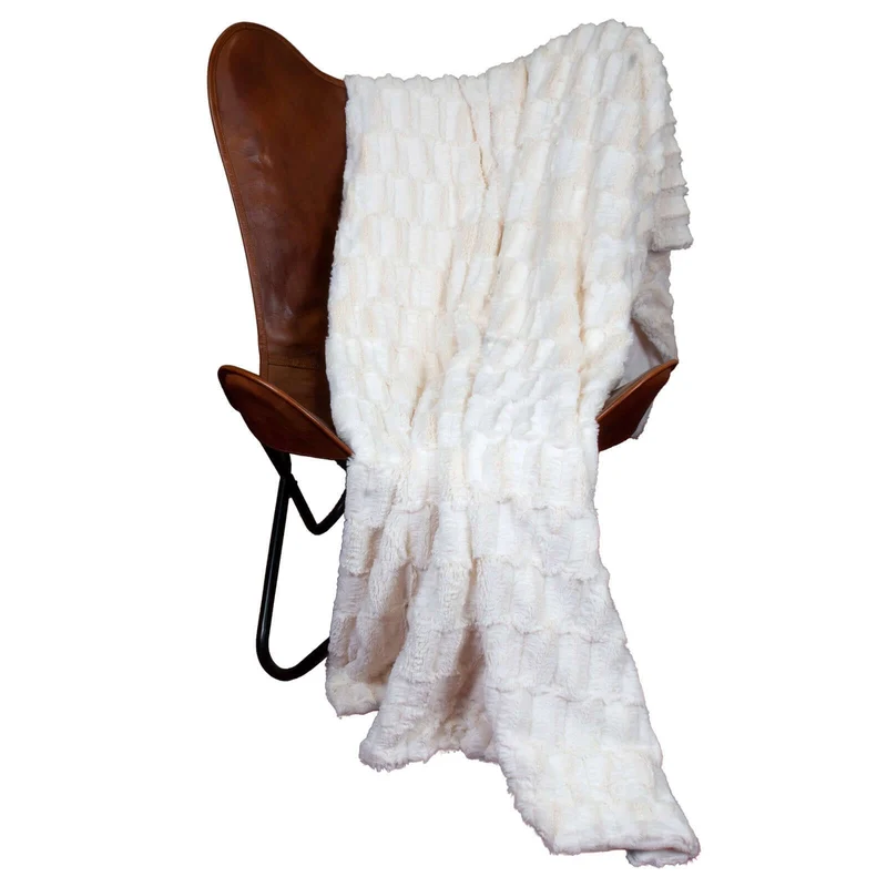 Wohndecke Kanin mit Flanell creme 150x200cm, VE-8