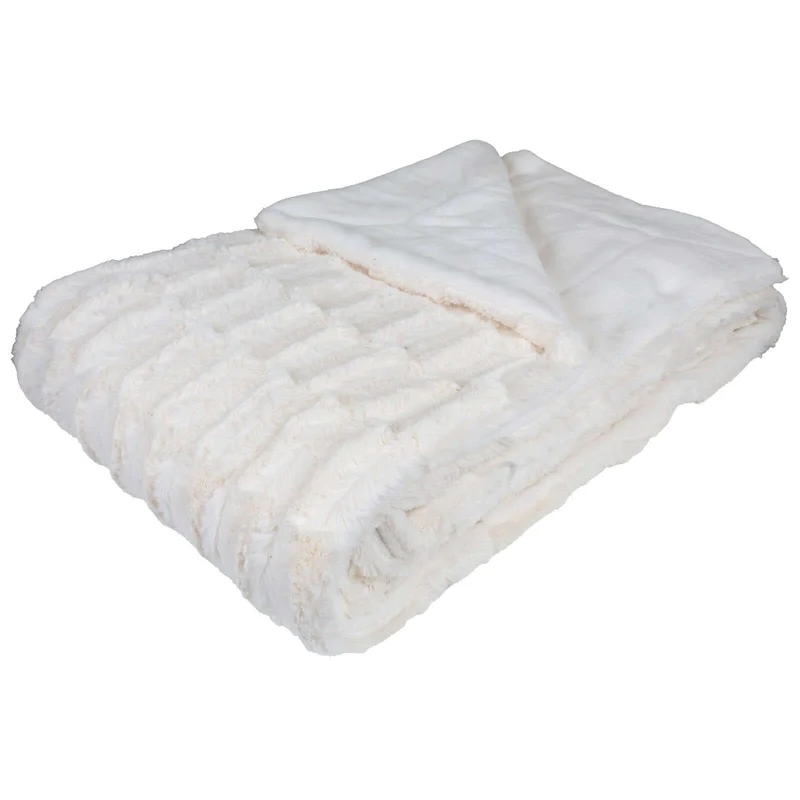 Wohndecke Kanin mit Flanell creme 150x200cm, VE-8