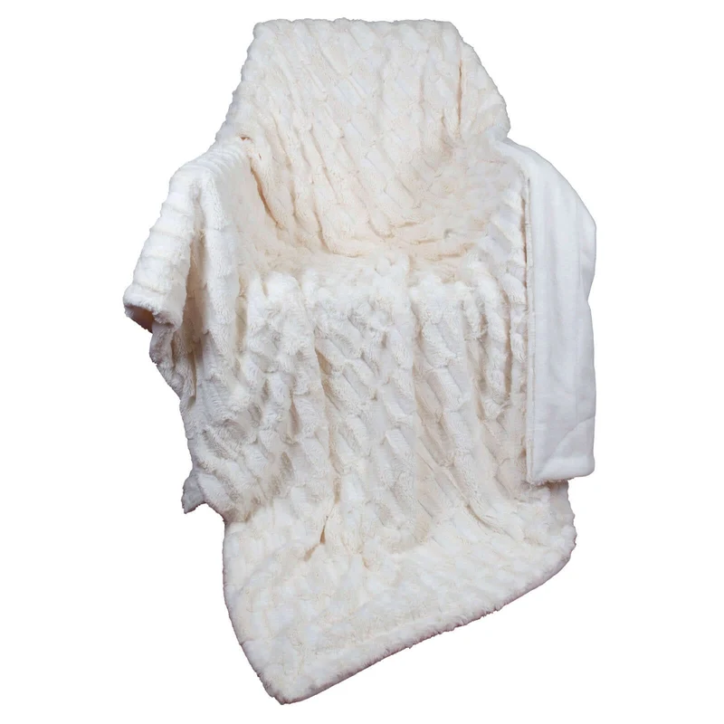 Wohndecke Kanin mit Flanell creme 150x200cm, VE-8