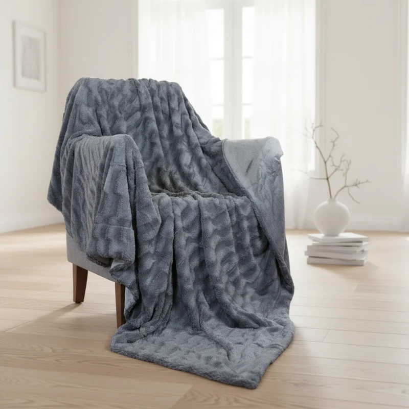 Wohndecke Kanin mit Flanell grau 150x200cm, VE-8