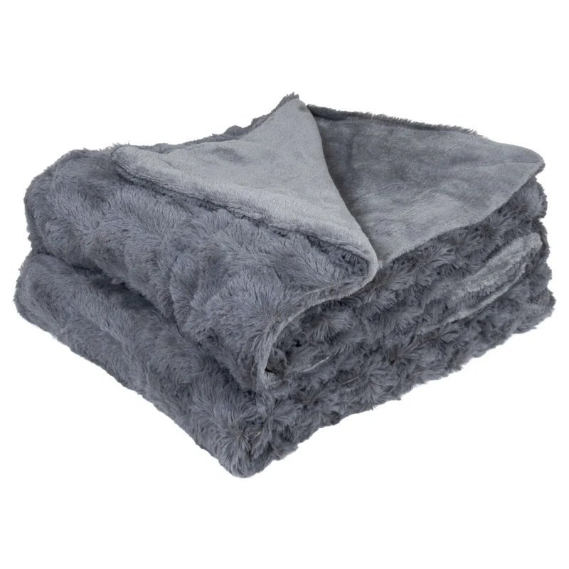 Wohndecke Kanin mit Flanell grau 150x200cm, VE-8