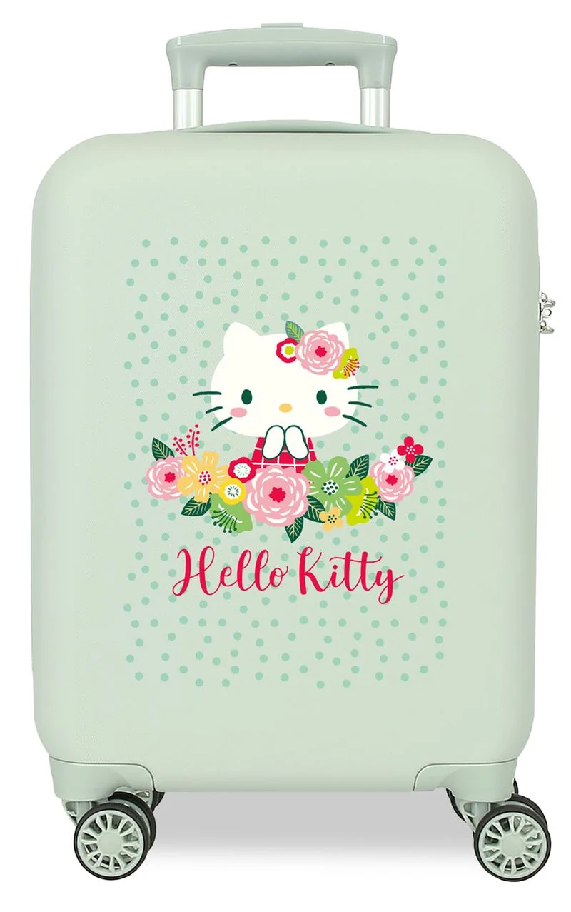 4121311 TROLLEY ABS 50CM. 4R. FLORAL KITTY MENTA