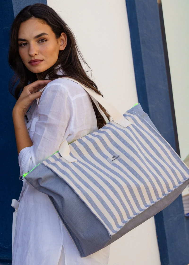 Navy Stripes Bolso de Viaje Mediano