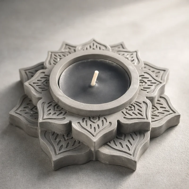 Porta vela mandala flor de loto (molde de silicona)