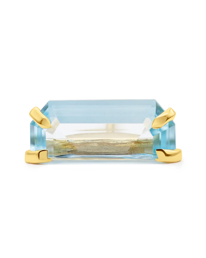 Blue Topas Emmerald Half Cut Earring