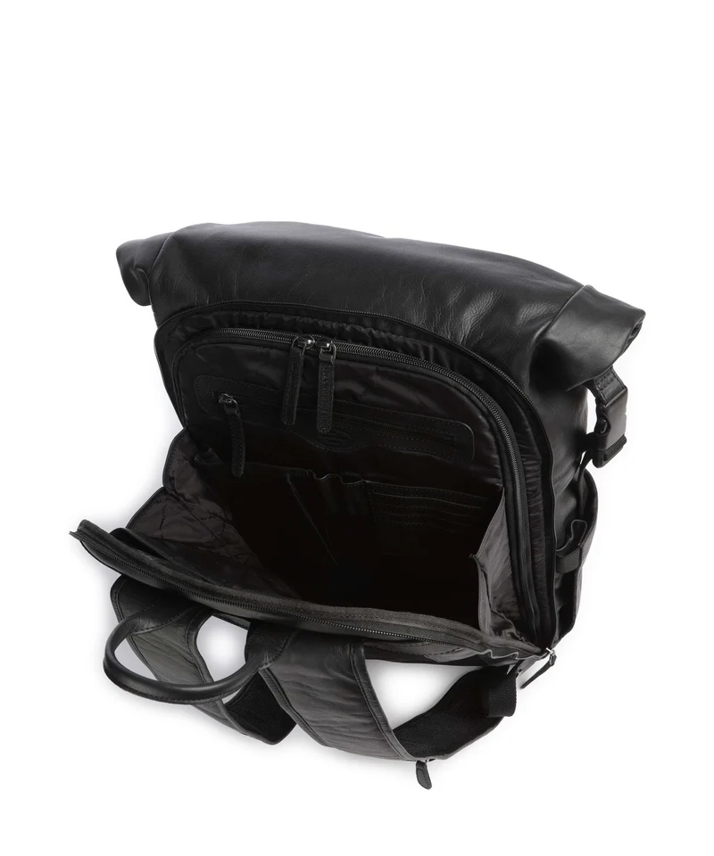 The Chesterfield Brand Wax Pull Up Cow Remo Mochila roll-top black