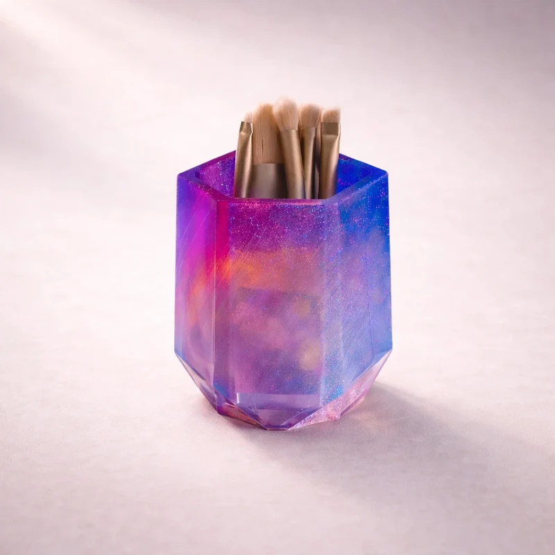 Mini maceta / vaso / porta lapices hexagonal (molde de silicona)