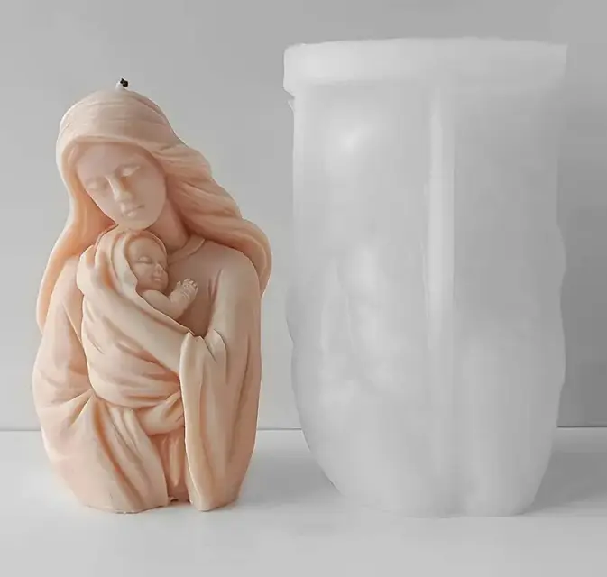 Madre (mamá) con bebé/ Virgen María con Niño Jesús (molde de silicona)
