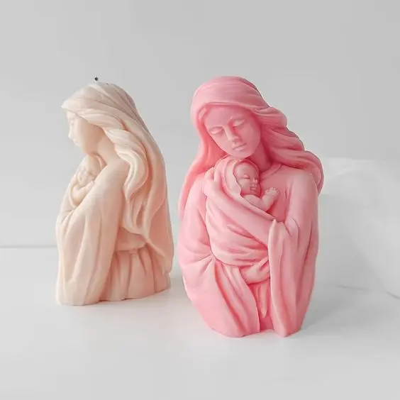Madre (mamá) con bebé/ Virgen María con Niño Jesús (molde de silicona)