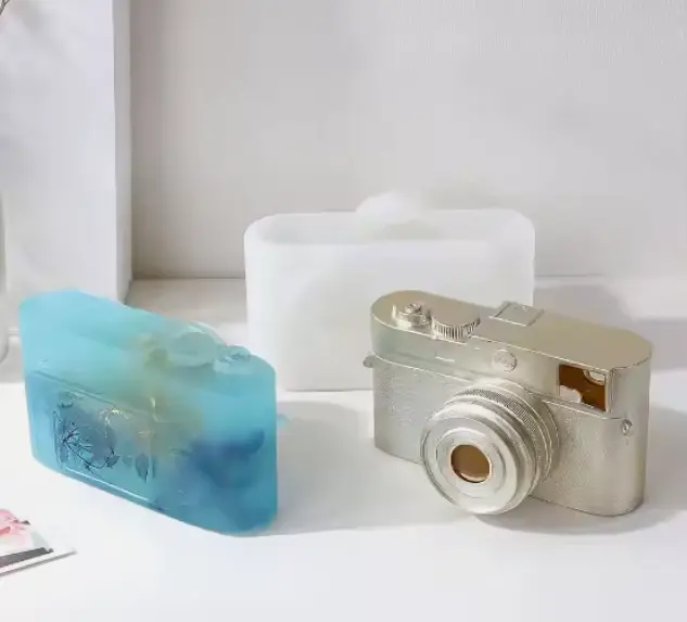 Cámara de fotos + soporte contenedor (molde de silicona)