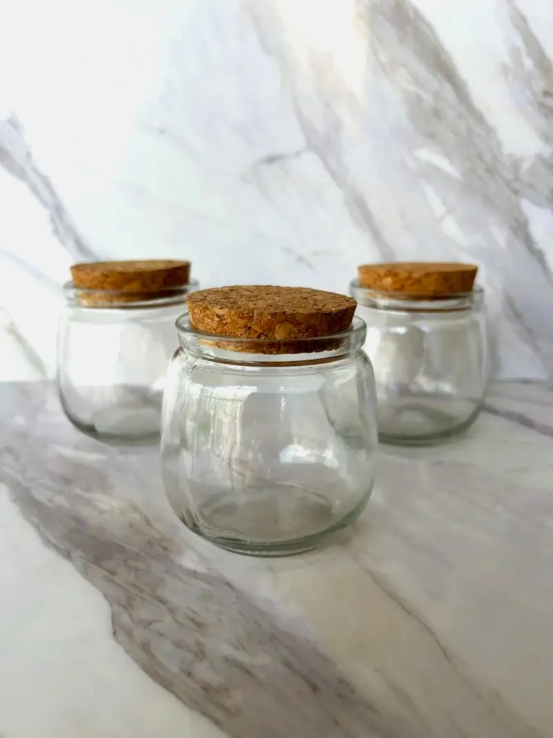 Frasco de vidrio para velas (100ml) con tapa de corcho