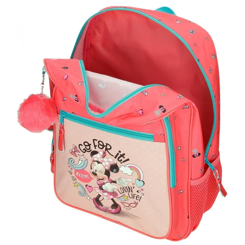 Mochila Escolar Minnie Lovin Life 38cm con Carro