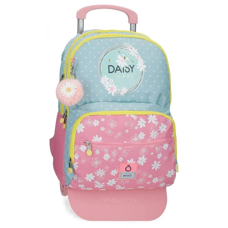 Mochila Escolar Enso Daisy con carro rosa