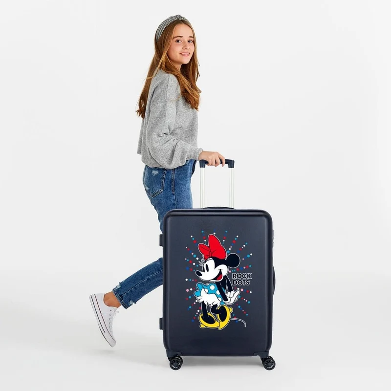 Maleta mediana Minnie rígida 68cm Rock Dots Azul