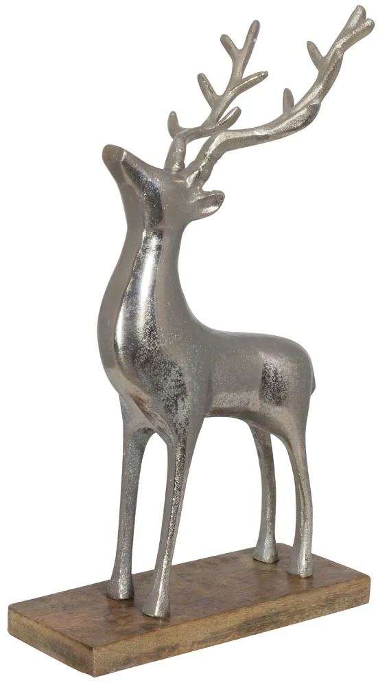Hirsch auf Fuß, Figurhöhe ca.41cm, Aluminium VE-2