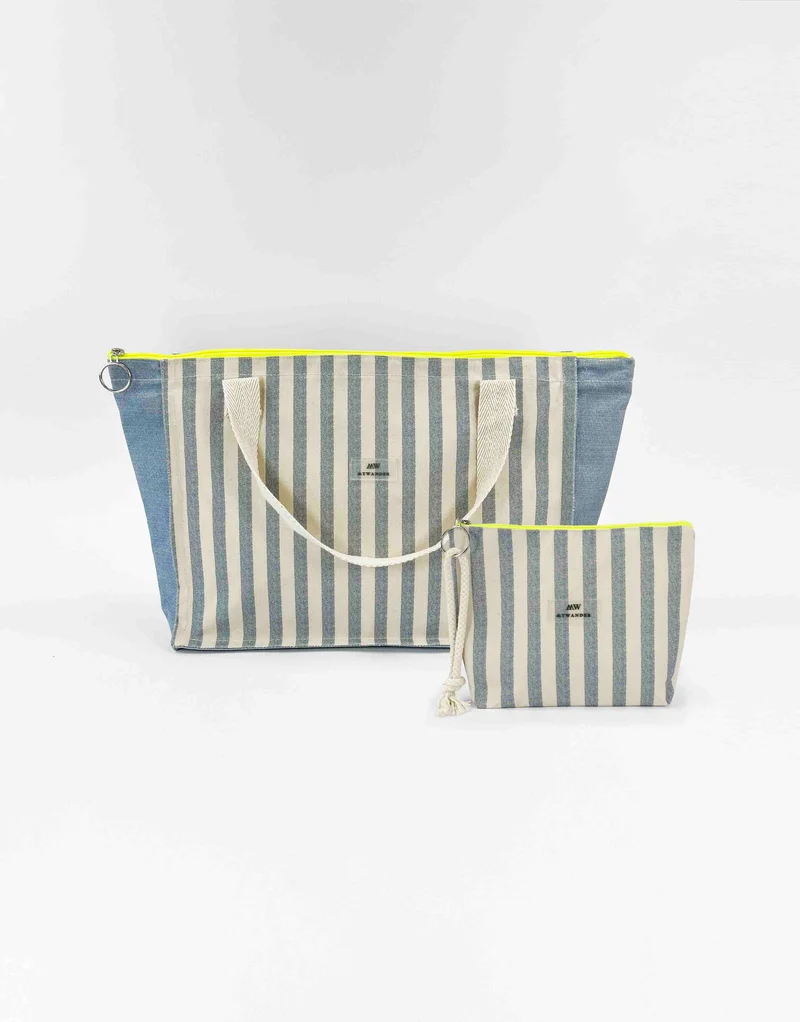 Pack Navy Stripes Maxi Bolso + Neceser